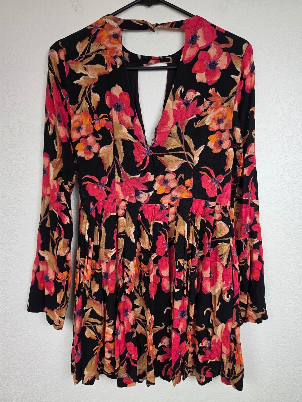Free People Black Floral Long Sleeve Dress